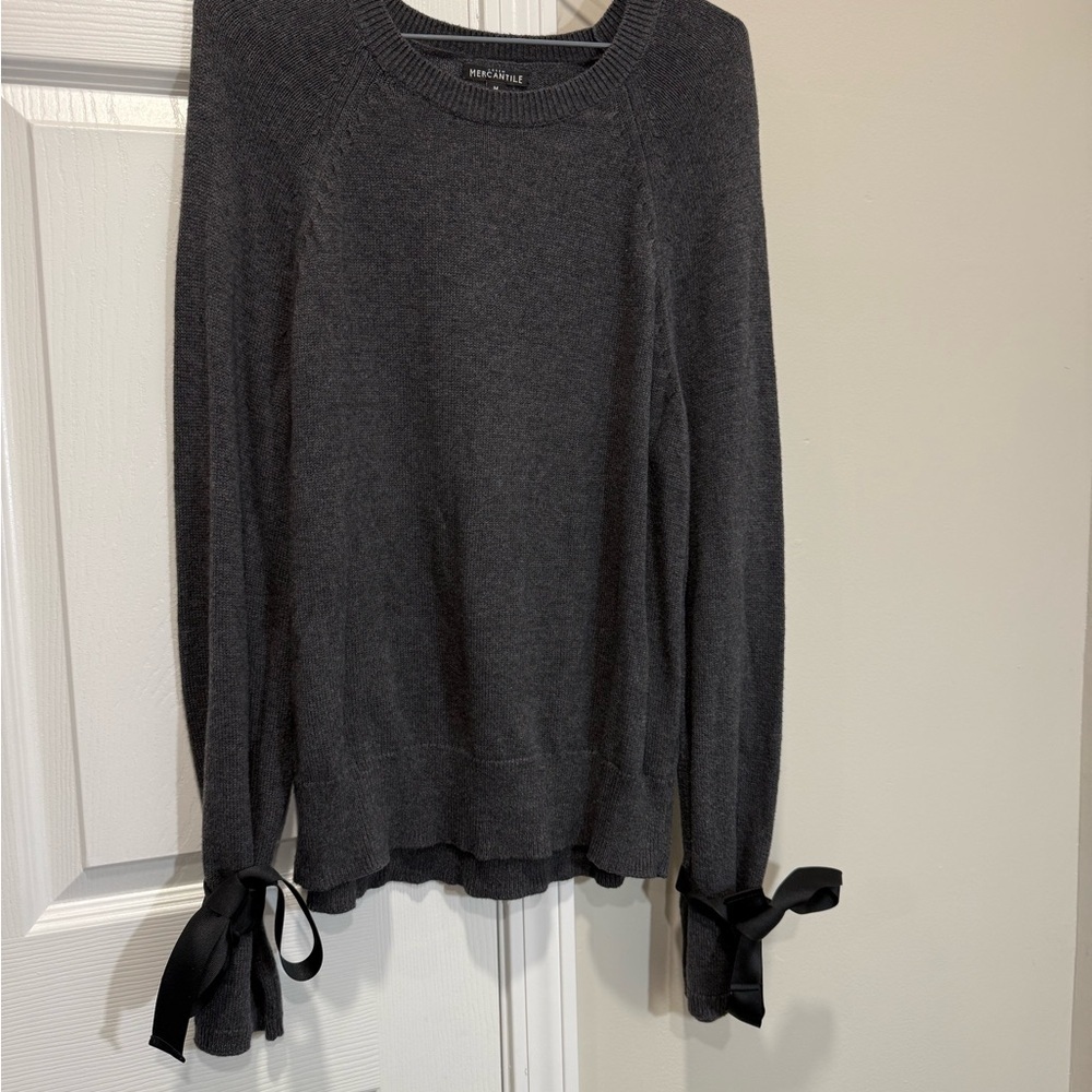 J.Crew Mercantile Gray Sweater with Ribbon Ties